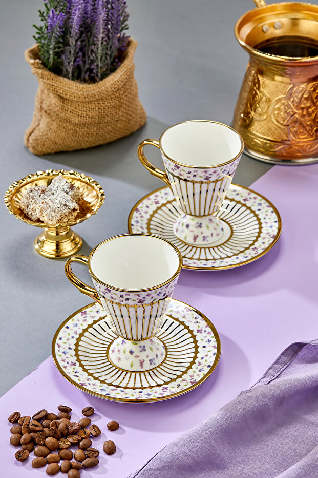 Nazenin 2-Person 90 ml Porcelain Coffee Cup Set Ckr3864