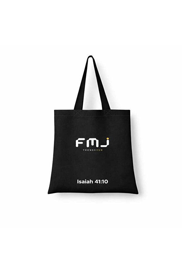 Canvas Tote Bag Printed Design Black Reusable Shopping Bag UAE