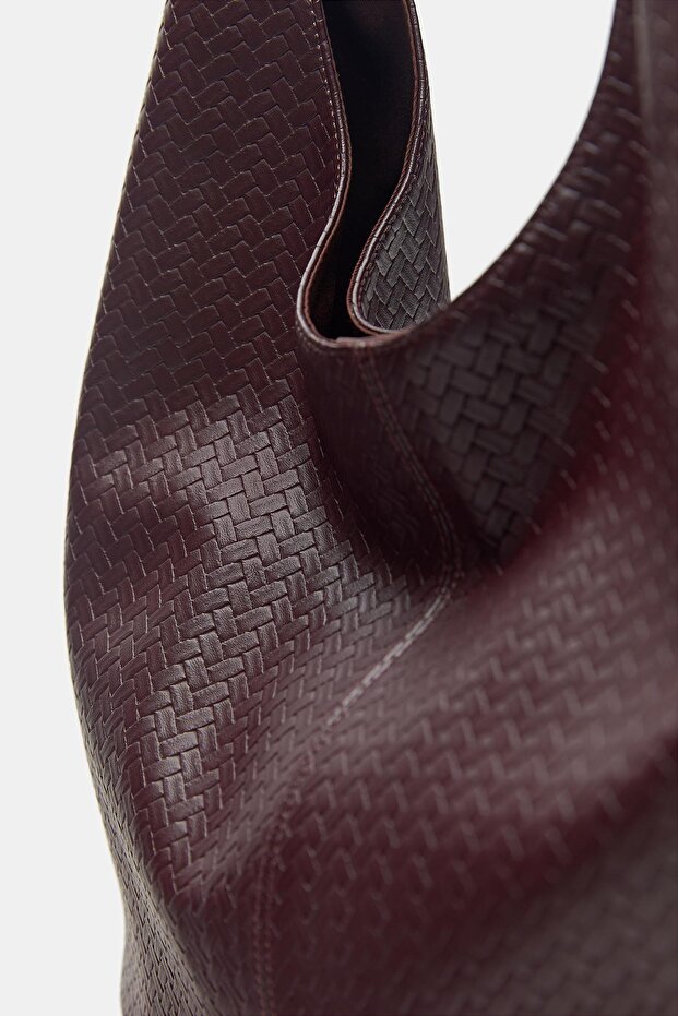 Örgü efektli tote çanta - 5