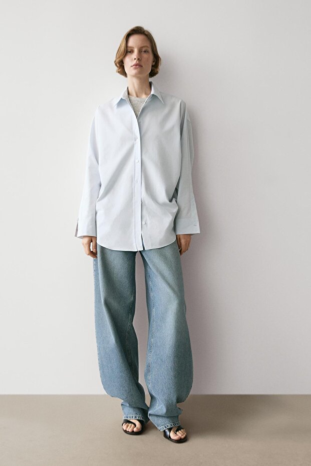 Poplin pamuklu gömlek - 1