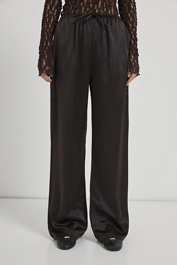 Imported Fabric Wide Leg Elastic Waist I Silk Aten Pants