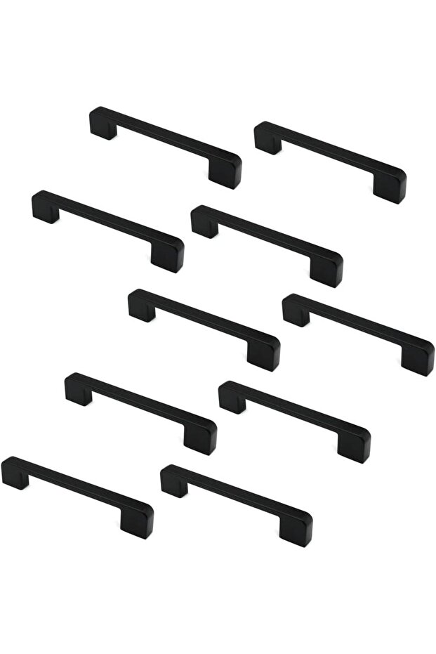 Set of 10 Matt Black Cabinet Door Handles and Pulls 125mm