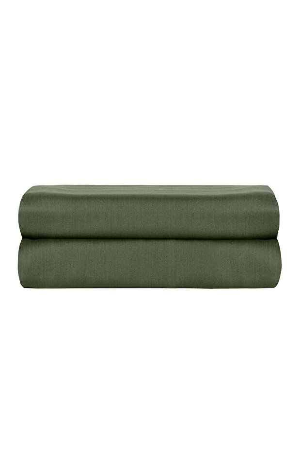 Linestyle King Size 100% Cotton Satin Fitted Sheet 200X200+35 cm Khaki