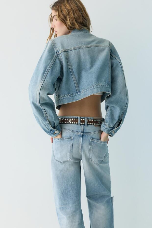 Crop denim ceket - 4
