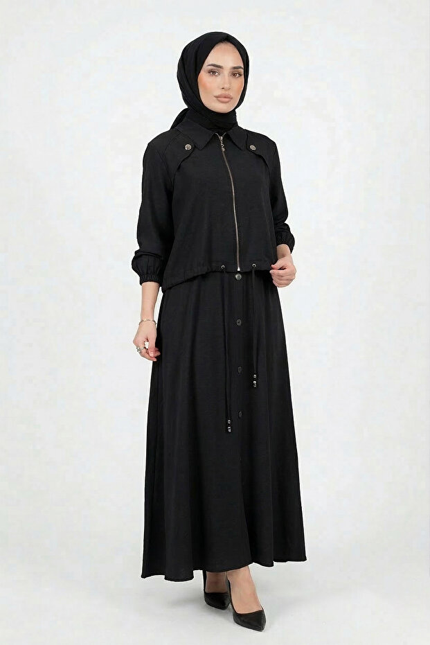 Aller Ve Çıt Çıt Detail Modal Dress with Bolero 921 Black