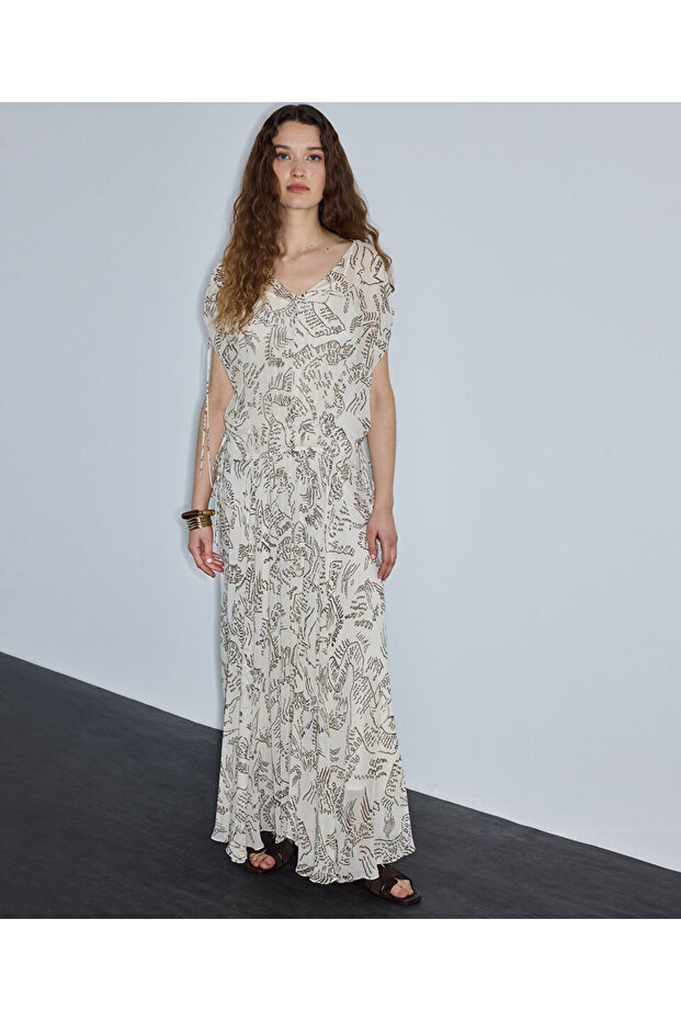 Desenli viskoz elbise - 2