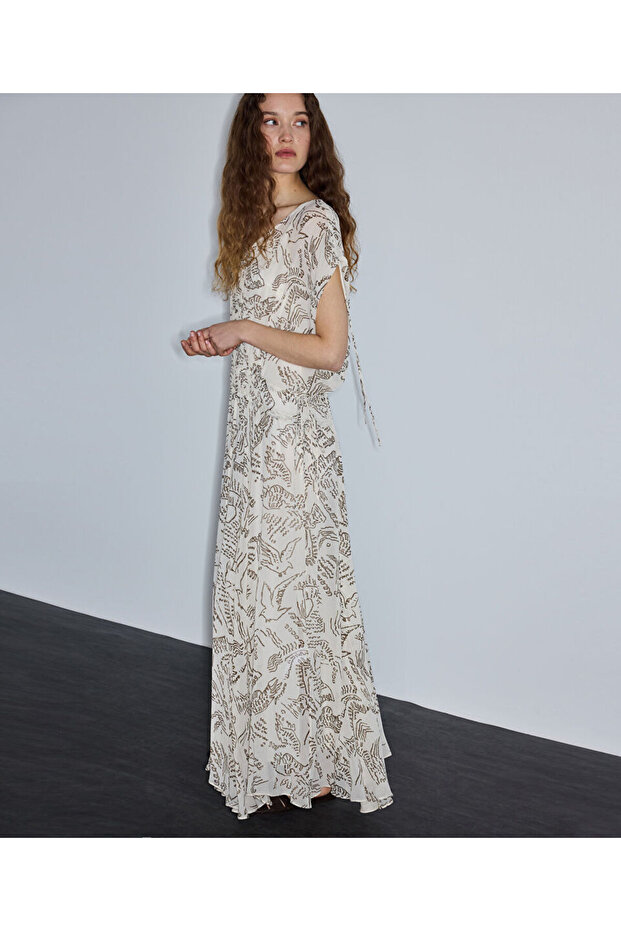 Desenli viskoz elbise - 1