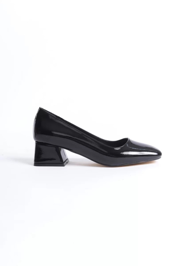 Women's Black Patent Leather Heeled Shoes Tr08Ms23E