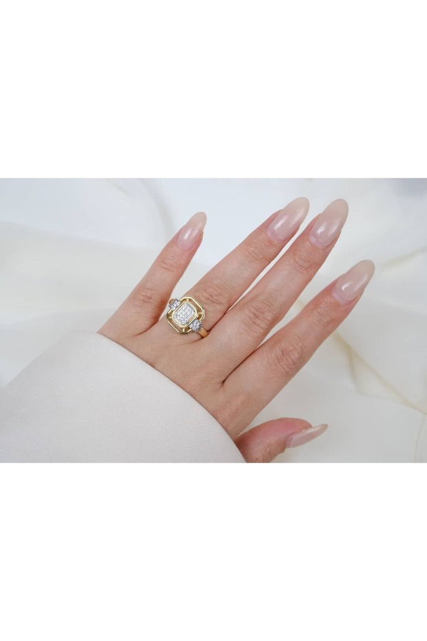Yzk355 Frame Form Stone Adjustable Ring Gold