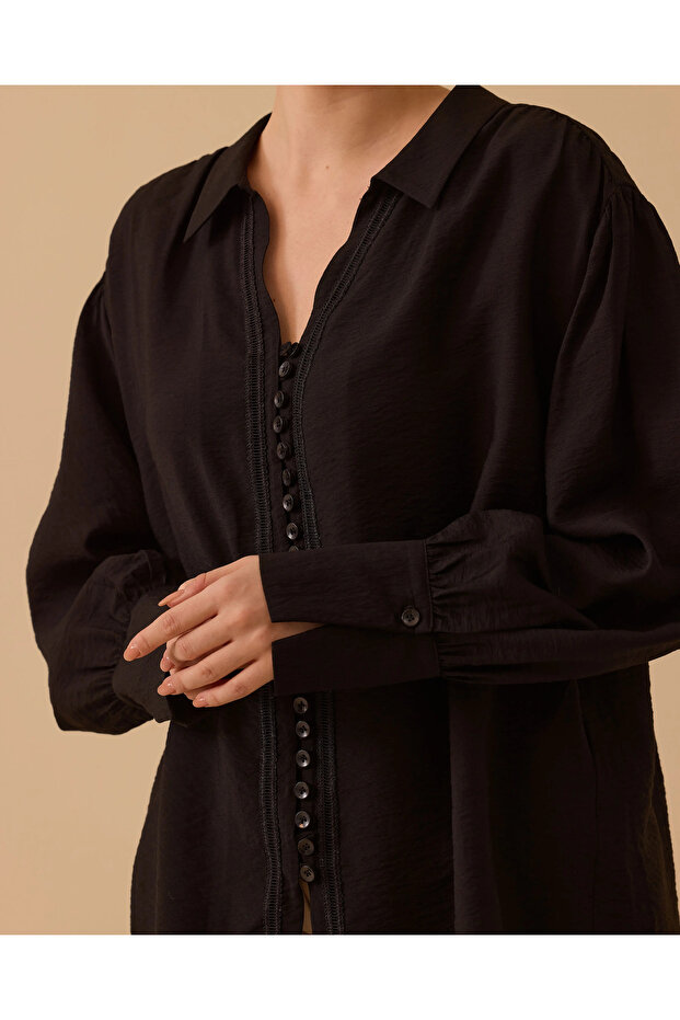 Düğmeli Gofre Gömlek - 4