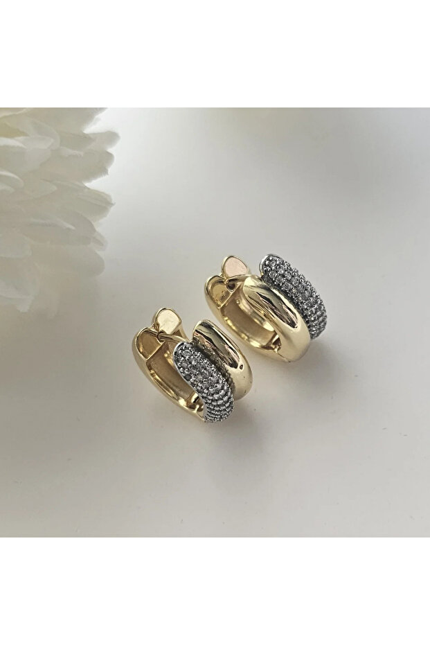 Çelik zirkon taşlı küpe - 1