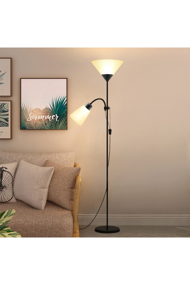 مصباح أرضي LED بإضاءة مزدوج ، مصباح قراءة قابل للتعديل، مصباح قائم للمنزل والمكتب