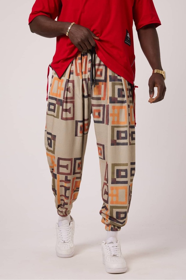 Men's Street Style Printed Bürümcük Sports Shalwar Trousers