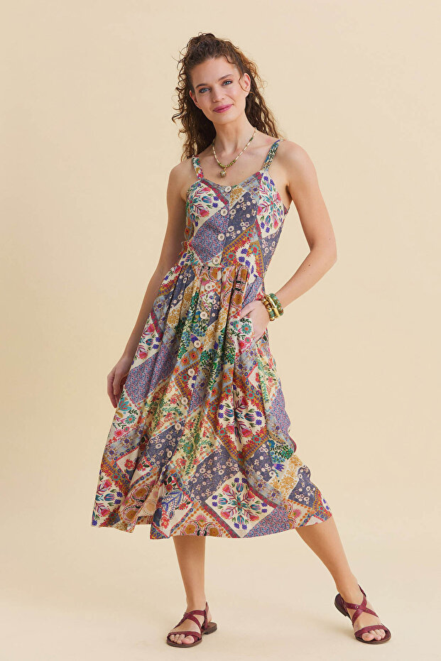Slit Strappy Bohemian Dress