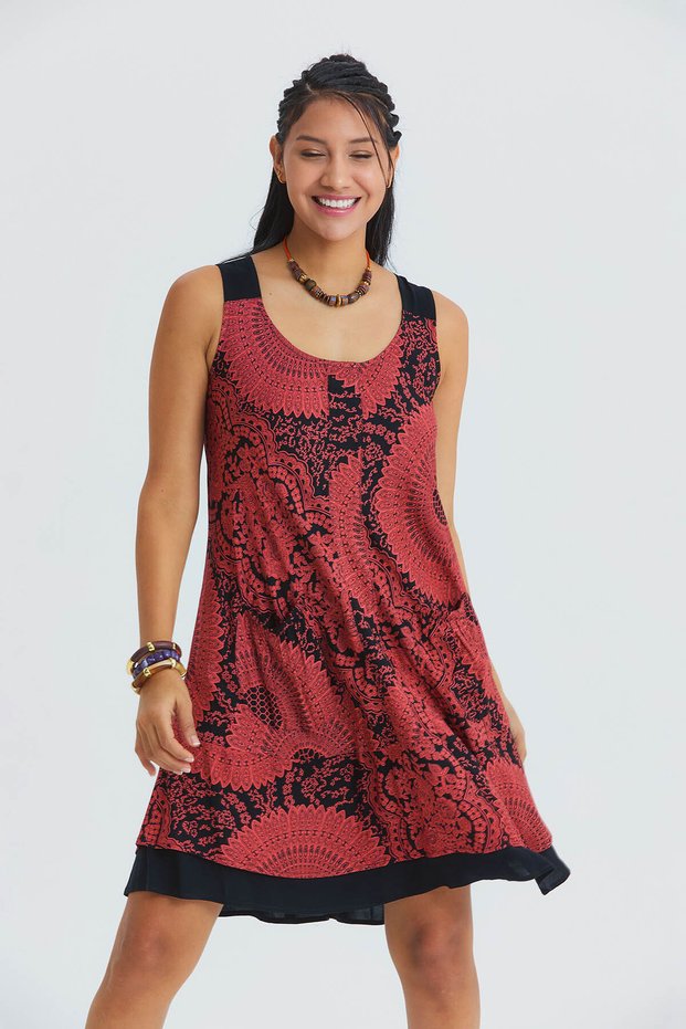 Pool Collar Piping Detailed Sleeveless Dress