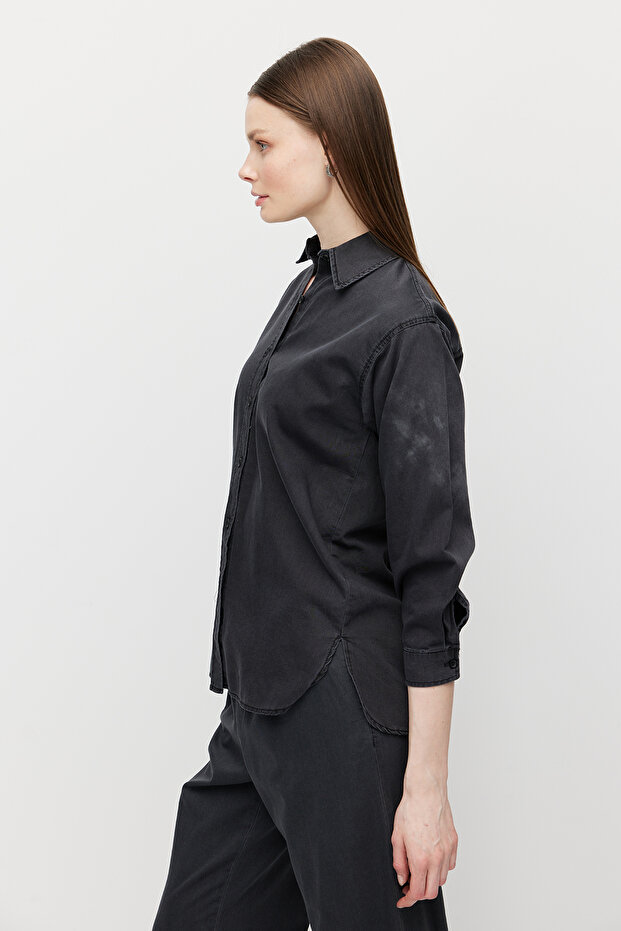 Kadın Basic Denim Gömlek - 3