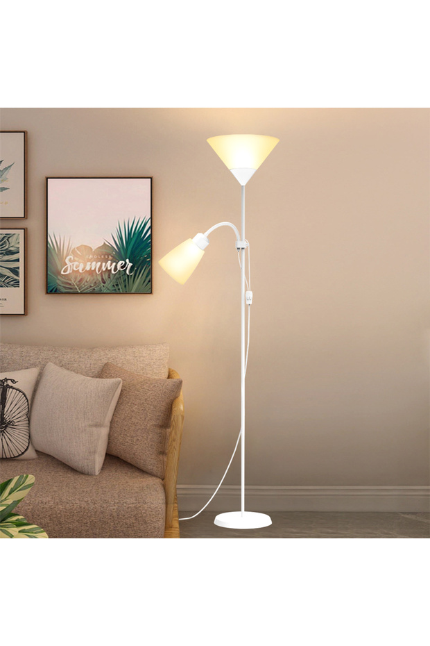 مصباح أرضي LED بإضاءة مزدوج ، مصباح قراءة قابل للتعديل، مصباح قائم للمنزل والمكتب