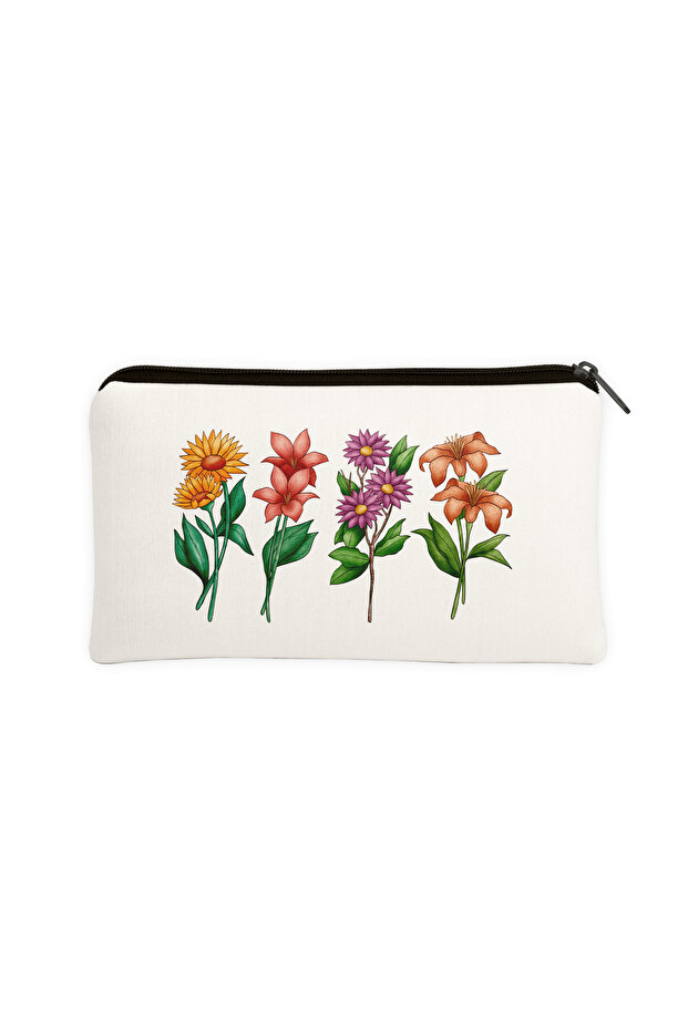 Fall Shades Floral Print Botanical Pen Holder Makeup Bag in 1 Multi-Purpose Organizer
