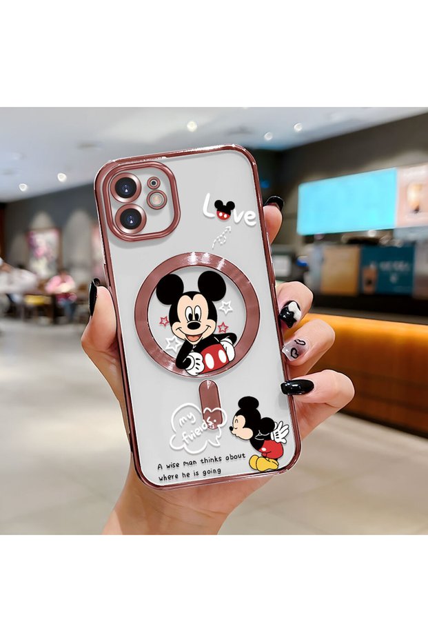 iPhone 12 Compatible Transparent Soft Silicone Magsafe Wireless Phone Case Mickey Pattern