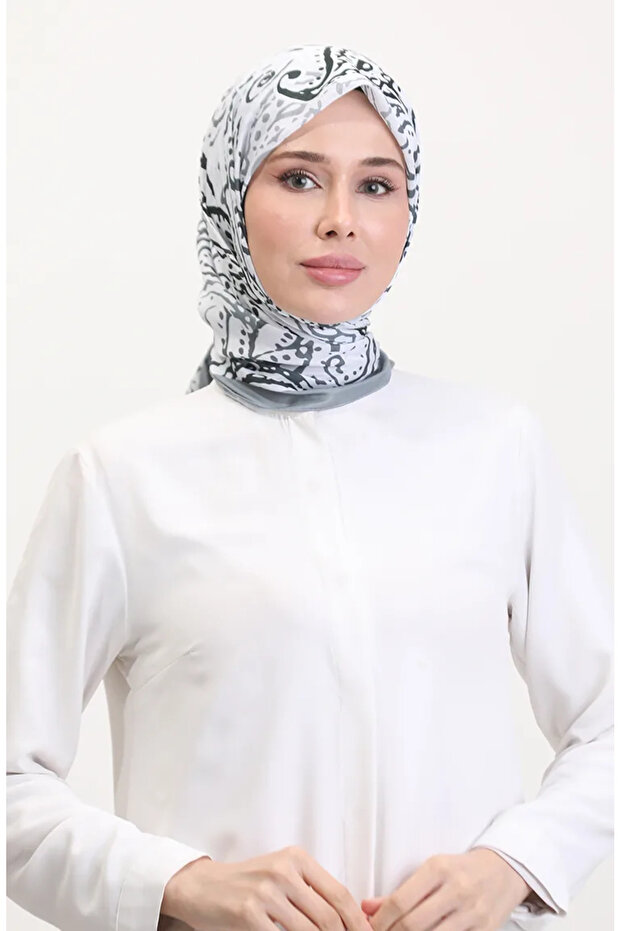 منقوش وشاح ناعم 70243-11 رمادي مدخن