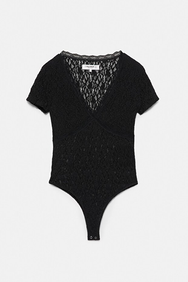 Kısa kollu dantel body - 7