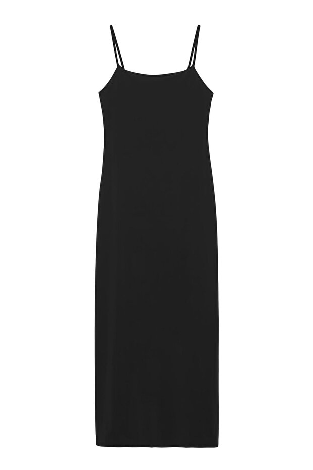 Askılı poliamid midi elbise - 3