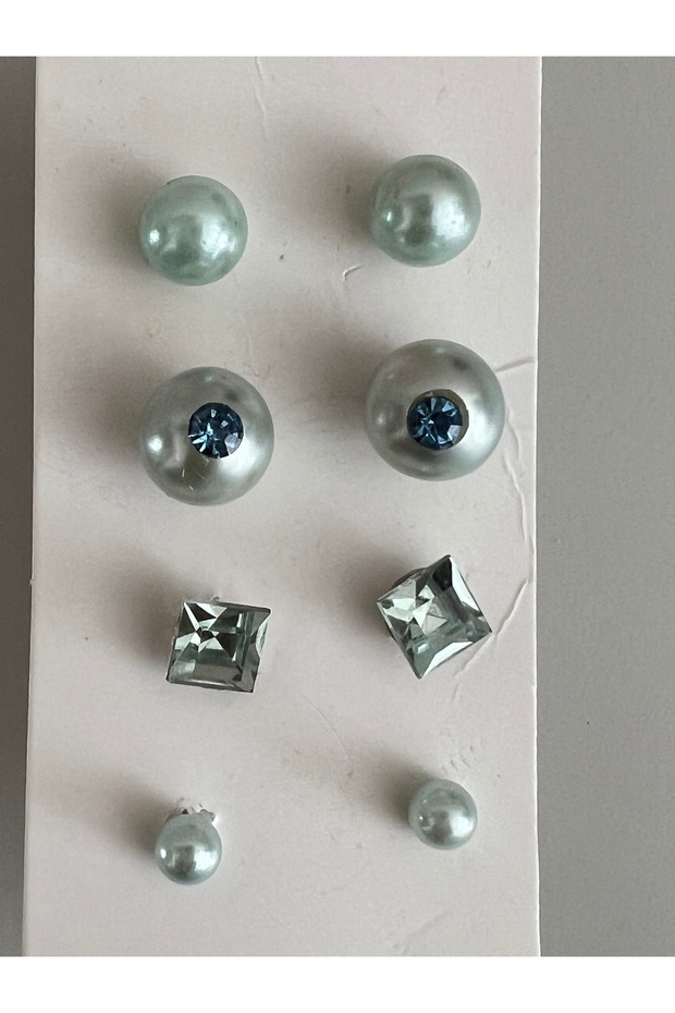 Minimal Colorful Studded 4 Pairs-8 Pieces Pearl Earring Set