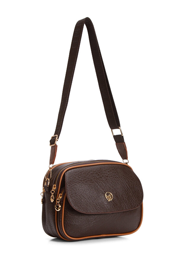 Women's Multi-Compartment Bag with Crisscross Straps Covers Shoulder Bag
