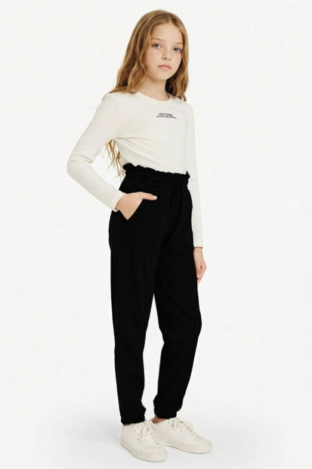 100% Cotton Jogger Fit Combed Cotton Trousers for Girls G0337A826Sp