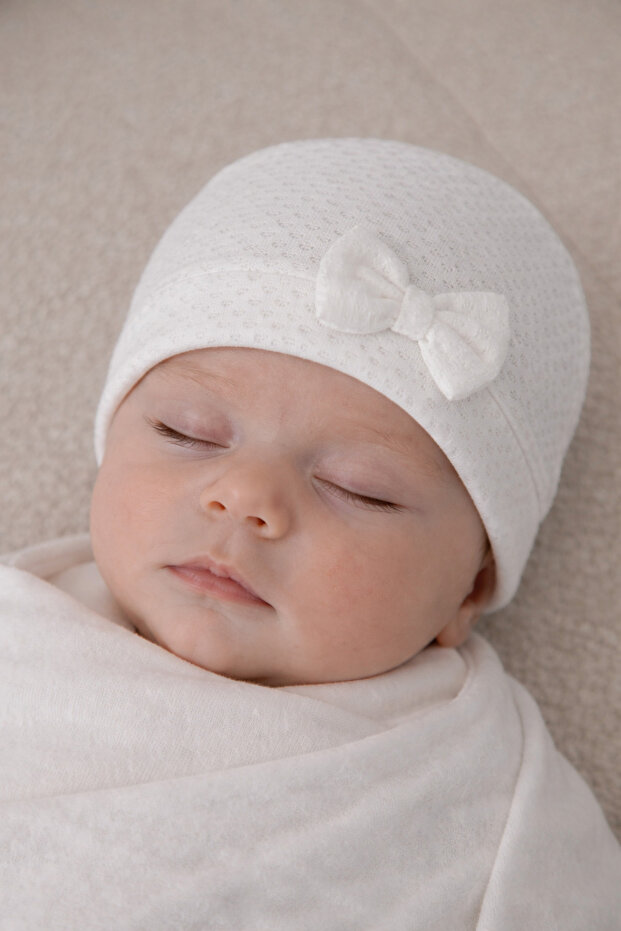 Baby Girl Bowknot Combed Cotton Hat – Newborn Cotton Soft Baby Hat