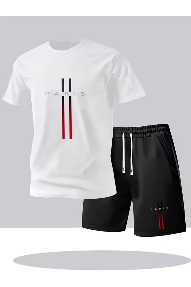 Men's Printed T-Shirt Shorts Set Summer Comfortable Fit Oversized Daily Sports Combination New Season