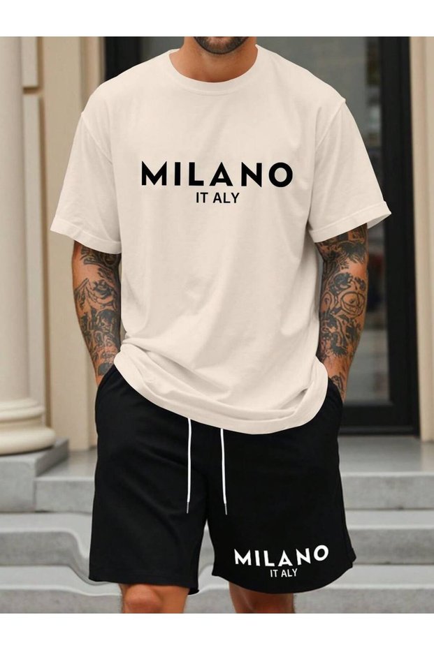 Men's Printed T-Shirt Shorts Set Summer Comfortable Fit Oversized Daily Sports Combination New Season