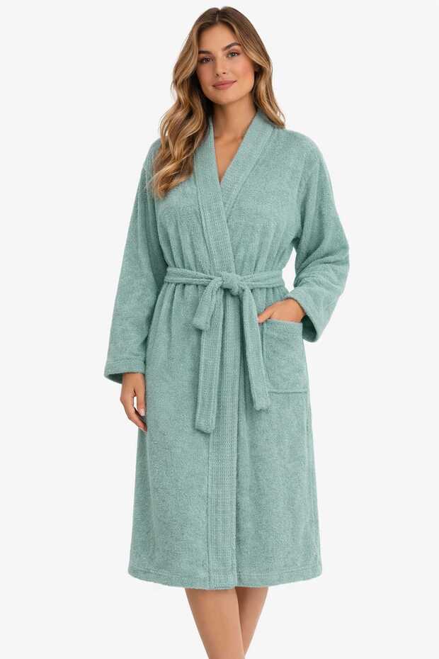 Kimono Collar Unisex Cotton Lu Single Bathrobe Green