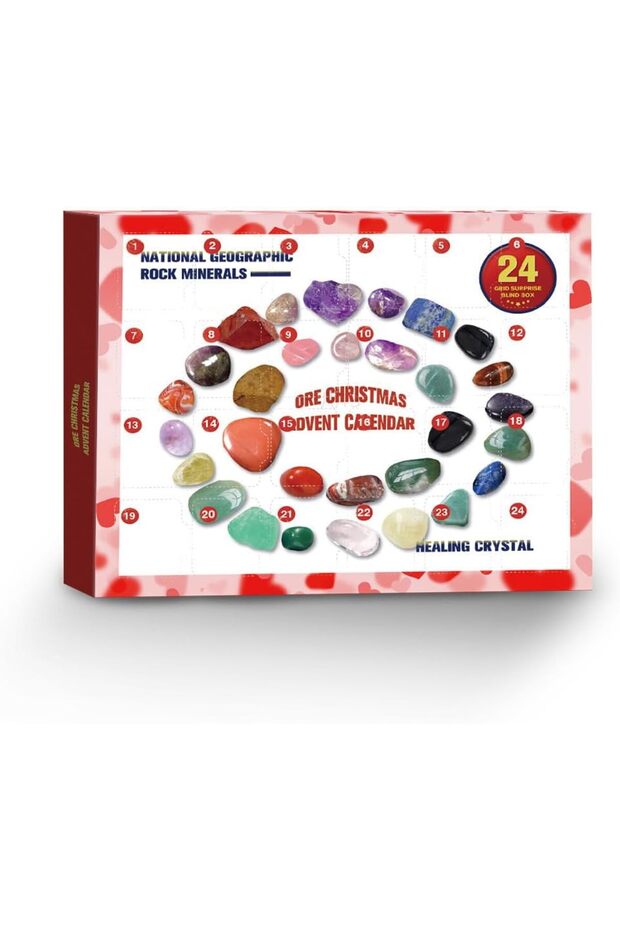 1 Set of Christmas Advent Calendar, Crystal and Gemstone Toys for Children