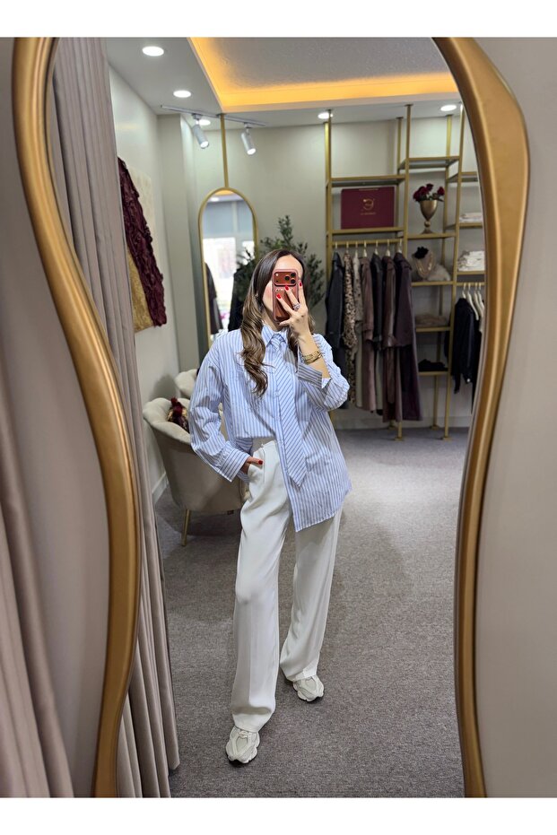 Kravatlı oversize gömlek - 2