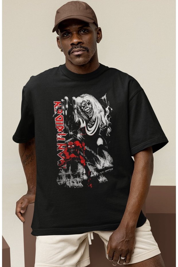 Design Iron Maiden Rock Metal Music Band Printed Unisex Oversized T-Shirt