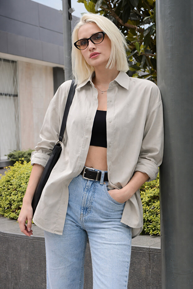 Women's Oversize Long Basic Shirt