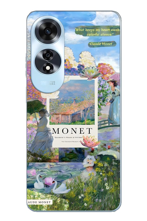 Oppo A60 Compatible Monet Collage Patterned Transparent Phone Case