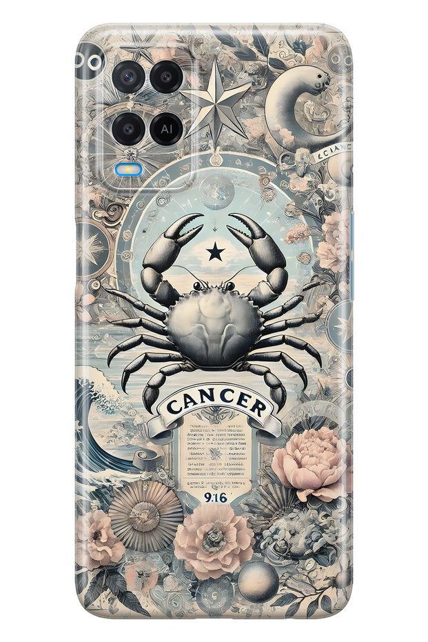 Oppo A54 Compatible Cancer Zodiac Patterned Transparent Phone Case