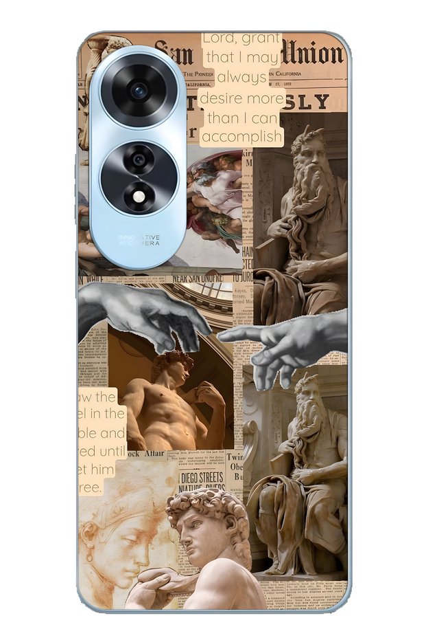 Oppo A60 Compatible Renaissance Sculpture Collage Patterned Transparent Phone Case