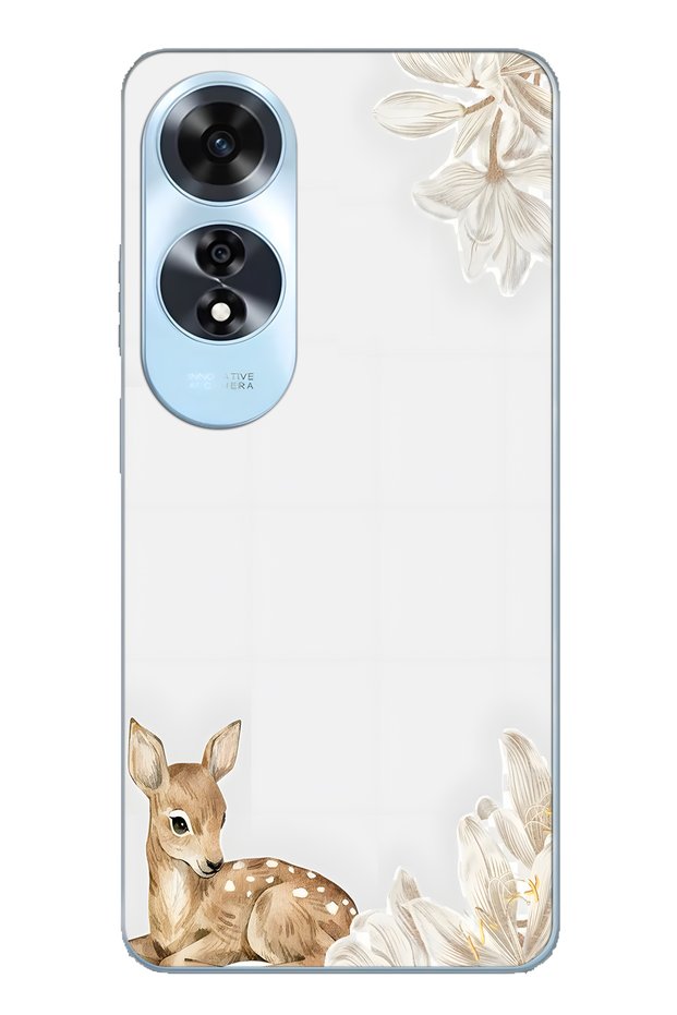 Oppo A60 Compatible Baby Deer Patterned Transparent Phone Case