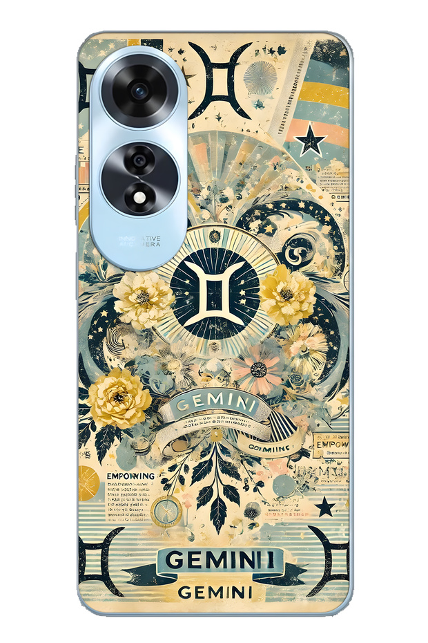 Oppo A60 Compatible Gemini D Patterned Transparent Phone Case