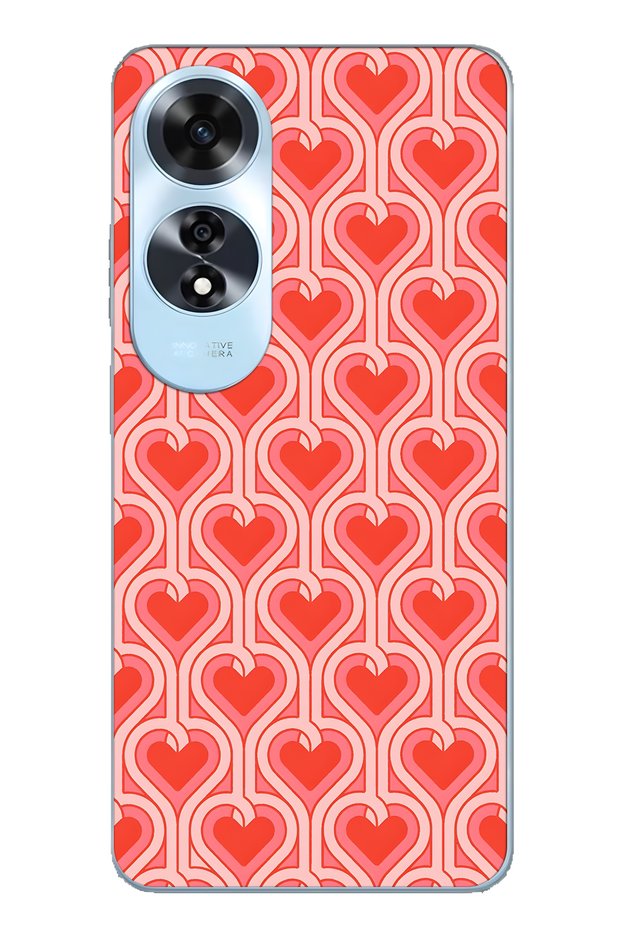 Oppo A60 Compatible Retro Heart Patterned Transparent Phone Case