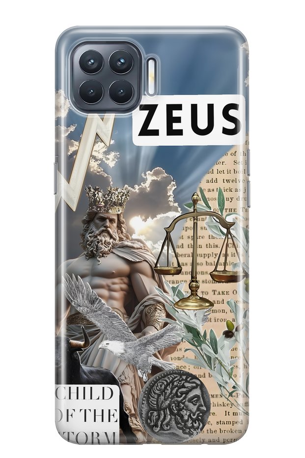 Oppo Reno 4 Lite Compatible Zeus Patterned Transparent Phone Case