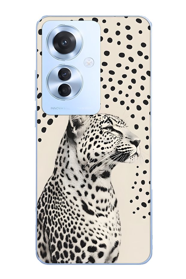 Oppo Reno 11F 5g Compatible Transparent Phone Case Pack of Leopard Printed