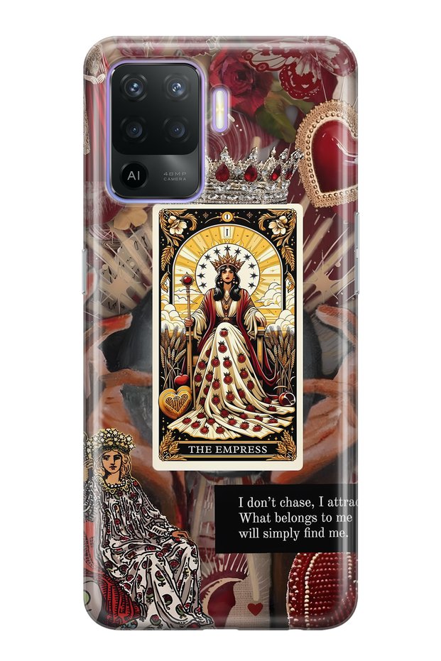 Oppo Reno 5 Lite Compatible the Empress Queen Tarot Patterned Transparent Phone Case