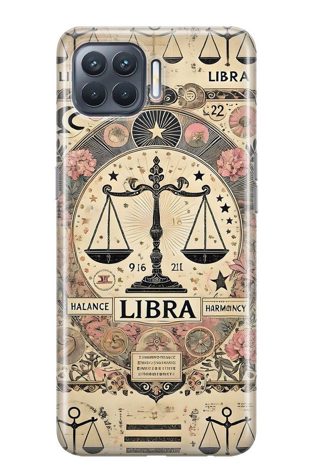 Oppo Reno 4 Lite Compatible Libra Zodiac Sign Patterned Transparent Phone Case