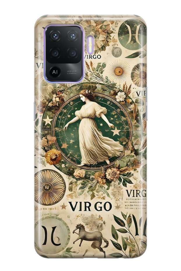 Oppo Reno 5 Lite Compatible Virgo Zodiac Patterned Transparent Phone Case