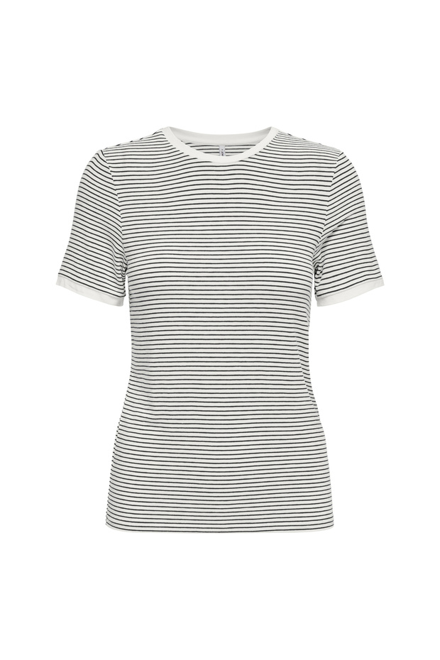 Black Women's Regular Fit Striped T-Shirt Onltine S/S O-Neck Top Jrs