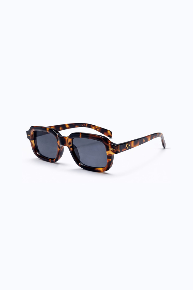 Murvik Black Glass Leopard Printed Pcs Retro Square Bone Frame Unisex Uv400 Vintage Retro Sunglasses